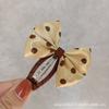 Horquilla pequeña dulce y linda para niños estilo coreano beige con lazo de lunares pequeño clip BB lateral clip para flequillo