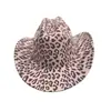 Sombrero de vaquero con estampado de leopardo, logo de cabeza de toro y decoración de cinturón, sombrero vintage europeo y americano de ala ancha de fieltro de lana, sombrero de venta cruzada más vendido