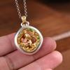 Rey Ciervo Dorado Dorado Esmerilado Chapado en Oro Urracas Elegante Estilo Nacional Colgante de Plata de Ley 999 Joyería para Cuello Accesorios de Plata