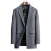 Forro de plumón de ganso removible Abrigo exterior de lana de doble cara Cortavientos para hombre Otoño e Invierno Abrigo de lana de longitud media Chaqueta casual de negocios para hombre