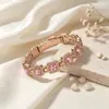 Pulsera cuadrada de diamante en oro rosa para mujer, pulsera magnética de piedras preciosas coloridas de lujo ligero, joyería de cristal de moda y versátil, regalo