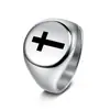 Anillos de Pareja Europeos y Americanos Transfronterizos, Anillos Personalizados con Sello Redondo y Diseño de Cruz, Juego de Anillos de Acero Inoxidable