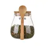 Frasco Personalizado para Almacenamiento de Granos Múltiples con Tapa de Cuchara, Frasco para Almacenamiento de Granos Múltiples y Té, Frasco de Almacenamiento Sellado, Frasco de Vidrio de Borosilicato Alto para Especias
