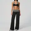 En StockNuevo Modelo 2026 Hermosa Espalda Conjunto de Dos Piezas Falsas de Lunares y Rayas Pantalones de Yoga Casual de Moda Cintura Plegada