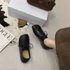 Zapatos planos de estilo retro con cordones y puntera cuadrada estilo británico, nuevos zapatos planos estilo coreano 2026, zapatos casuales de tacón bajo para mujer para ir al trabajo