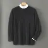 Suéter de lana pura para hombre grueso cálido tejido de ochos cuello redondo holgado casual otoño e invierno nuevo base de rayas de lana