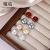 Xi Gu E2317 S999 Plata Cuadrado Pequeño Perla de Azúcar Pendientes Mostrar Tobillo Blanco Cuadrado Rojo Lujo Ligero Premium Pendientes