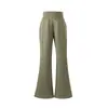 Pantalones de Waffle Verde de Cintura Alta Pierna Ancha para Mujer, Nuevo Estilo Otoño 2026, Tejidos, Adelgazantes, Pantalones Rectos Ligeramente Acampanados