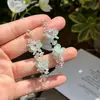 Brincos de Franja Florais Menta Mambo Azul para Mulheres Estilo Verão Resort na Praia Estilo Floresta Novos Brincos Acessórios de Orelha