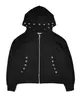Nueva colección de otoño e invierno: Chamarra sudadera holgada y elegante con cremallera de anillo metálico y un diseño único perforado