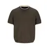 Camiseta Nanxia Verão Color Blocking Retrô Falsa Duas Peças Manga Curta Masculina, Marca Tendência, Corte Solto, Tricô de Alta Qualidade Manga Meia