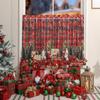Nuevo Transfronterizo Navidad Muñeco de Nieve Estampado Cortina de Café Cortina Corta Decoración Navideña Encaje Bordado Cortina Colgante para Puerta de Gabinete Sin Perforar