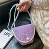 Bolso Cubo Verano Nuevo Diseño de Color Contrastante Hombro Cruzado Bolso Pequeño Estilo Occidental Estilo Coreano Perla Bolso de Mujer Bolso de Paja