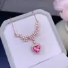 Collar de Topacio Rosa Natural, Topacio Rosa Fino, Tamaño de la Piedra Principal Transparente: ¡6mm! Montura de Plata 925