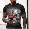 2024 Aliexpress Transfronterizo Amazon Comercio Exterior Manga Corta Serie de Calaveras para Hombre Estilo Retro Estampado Digital Secado Rápido