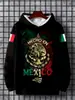 Patrón de Bandera Mexicana Impresión 3D Transfronterizo Nuevo Sudadera con Capucha Casual para Hombre Venta Directa de Fábrica Suministro