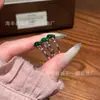 Venta al por mayor del fabricante Xiaohongshu Jade Verde Natural Calabaza Anillo de Bambú con Incrustación de Plata S925, Diseño Simple