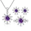 Novo conjunto de joias coloridas estilo coreano de girassol para mulheres, moderno e na moda, com detalhes em diamante, anel, colar e brincos luxuosos atacado