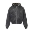 Oso Mágico Retro Americano Ligero Asiento Águila de Montaña Cuello de Piel Ropa de Algodón con Felpa Chaqueta de Cuero de Aviación Chaqueta de Algodón Acolchada con Orejas de Gato