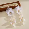 Pendientes de Borla de Flor de Tela Cruzada Europea y Americana Pendientes Bohemios Pendientes Estilo Resort de Playa