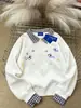 Sudadera de Dos Piezas Falsas con Estampado de Cachorro Graffiti Creativo, Cuello Polo Empalmado, para Mujer, Otoño e Invierno 2025, Estilo Coreano Holgado