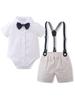 Venta al por mayor de ropa infantil personalizada de fábrica vestido de caballero mameluco para bebé verano tirantes manga corta ropa de verano para niños