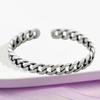 Pulsera Abierta de Cuerda Trenzada Estilo Europeo y Americano Estilo Frío Hip Hop Punk Plateada Cadena de Eslabones Suministro de Comercio Electrónico