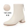 Botas Curtas Femininas com Salto Bloco para Dropshipping, Botas Slim Versáteis, Botas estilo Martin com Lã, Sapatos Femininos de Couro, Estilos de Outono e Inverno