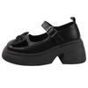 Zapatos Mary Jane con lazo francés para mujer, invierno 2024, nuevos mocasines de suela gruesa y tacón grueso, combinables con todo y hebilla
