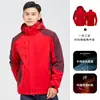 Homens Logotipo Impresso Três em Um Destacável Grupo Roupas de Trabalho Vestido de lã forrado engrossado à prova de vento Jaqueta impermeável para mulheres