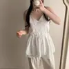 Estilo Chic Coreano 2026 Início da Primavera e Verão Vestido Casual de Camada Dupla com Cordão para Ajuste na Cintura