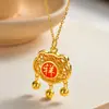 Colar Ruyi Lock Vintage em Prata de Lei S925 Moda de Alto Padrão Pingente oco de Prata Cadeado da Paz Joias para o Dia das Mães para Mulheres
