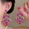 Aretes de aguja plateada con diamantes, borlas geométricas de perlas, ultra brillantes, lujosos y exquisitos, personalizados y elegantes, aretes de alta gama