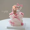 Decoración para Pastel del Día de San Valentín Chino 2025 Osos Abrazándose Adornos Tarjeta de Corazón de Confesión de Pareja Enchufe