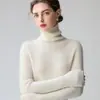 Suéter 100% cachemira pura para mujer, cuello alto, corte ajustado, cálido, nuevo estilo otoño e invierno 2026, camiseta base acanalada