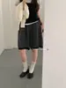 Otoño 2026 Nuevo Pantalón Corto Capris de Punto Recto Casual de Pierna Ancha con Rayas, Cintura Elástica con Cordón, Shorts de Temperamento Holgados