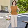 Conjunto de Roupas Novo, Estiloso e Juvenil da Mamãe para Mulheres, Conjunto de Duas Peças de Verão: Camisa e Blusa para Mulheres de Meia-Idade e Idosas