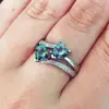 Anillo Creativo de Diseño Doble Corazón con Circonita, Popular en Plataformas de Deseos Europeas y Americanas, Joyería Transfronteriza Exclusiva para Fábricas