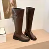 Cierre trasero Otoño/Invierno 2026 Botas de Mujer Marrón Vaquero Botas Largas Botas Altas de EE. UU. Tacón Grueso Rad Nuevo Estilo Botines