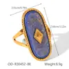 Anillo de Acero Inoxidable y Piedra Natural Más Vendido del Mundo con un Toque de Lujo Ligero y Alta Gama, Accesorios de Joyería de Anillo de Lapislázuli y Turquesa Transfronterizos