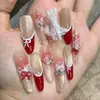 Navidad Otoño e Invierno Francés Blanqueamiento Uñas Portátiles Hechas a Mano Manicura Ojo de Gato Uñas Portátiles Puro Deseo Parches de Uñas Postizas de Gama Alta