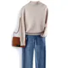 Suéter de malha feminino, camada base outono e inverno, suéter interno feminino, camada base de malha, suéter feminino de gola alta cruzada de manga longa
