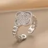 Anillo Exquisito Super Brillante de Circonita para Niñas, Lujo Accesible y Anillo de Apertura Ajustable de Gama Alta, Baño de Oro Real Simple