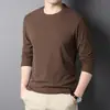 Nueva Camiseta Térmica de Doble Cara para Hombre, Primavera y Otoño 2023, Camiseta de Manga Larga de Color Sólido, Cuello Redondo de Alta Elasticidad, Ropa Cálida para Hombre