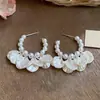 Pendientes de Botón con Borla de Pétalos Bordados con Aguja de Plata Perla Elegantes Modernos Simples Exquisitos Pendientes Accesorios para Pendientes de Lujo Ligero Gama Alta para Mujer