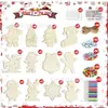 Chip de madeira em branco Natal DIY pintura grafite Árvore de Natal Homem de gengibre Criativo Natal oco de madeira pequeno pingente