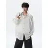 Camisa de Linho de Seda Gelada Dopamina de Manga Longa para Homens no Verão, Tamanho Grande, Leve, Fresca e Respirável, Casual