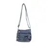 Bolso de mujer transfronterizo nuevo moda retro bolso de mezclilla mochila pequeña de viaje moda multibolsillo bandolera bolso pequeño
