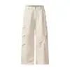 Pantalones de Trabajo de Algodón Puro de Tejido Grueso Sirohilado Muqiu para Hombres y Mujeres, Silueta en A, Pantalones Largos Casuales Sueltos para la Calle