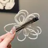Elegante Clipe Bico de Pato Pérola Flor Estilo Francês Novo Menina Franja Cabelo Solto Franja Clipe Moda Versátil Clipe de Cabelo Acessório de Cabelo